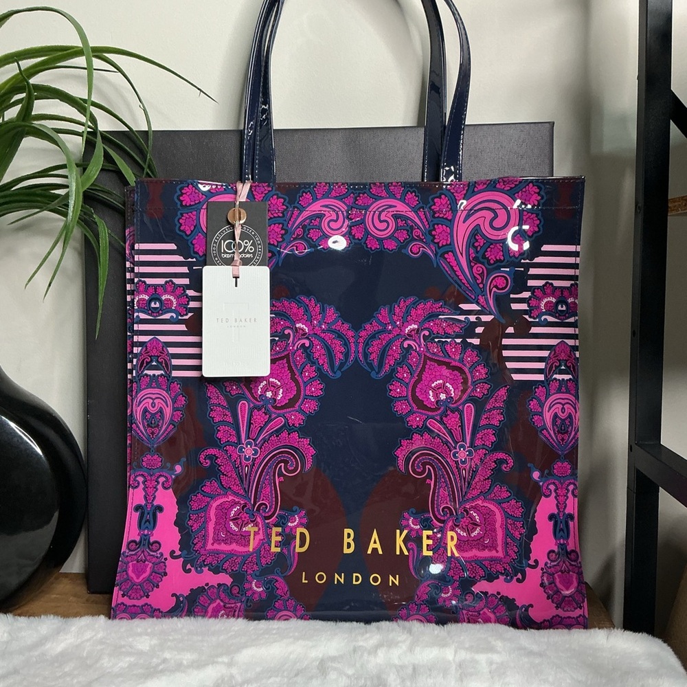 Ted Baker Navy and Pink Paisley Tote NWT